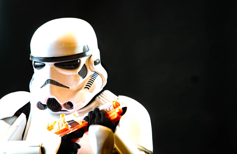Stormtrooper helmet close-up — eye lenses and visor detail